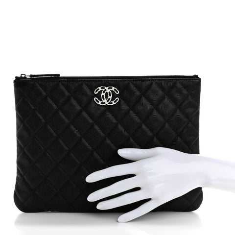 Caviar Quilted Medium Chanel 19 Cosmetic Case Black