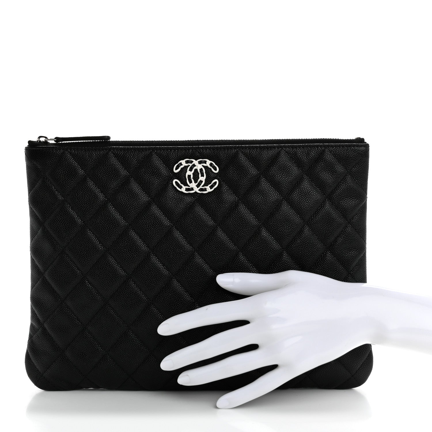 Chanel Caviar Quilted Medium Chanel 19 Cosmetic Case Black 2 of 9