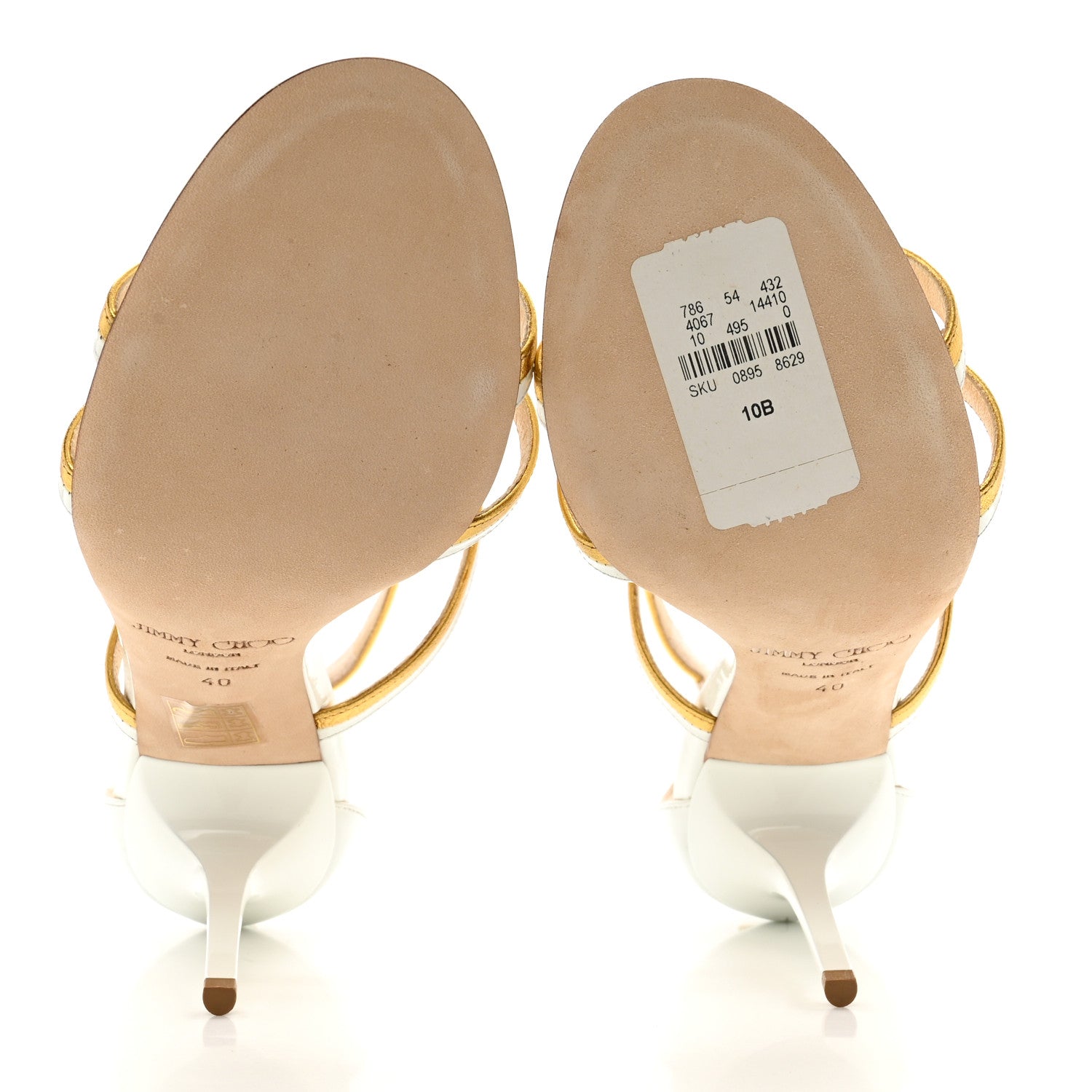 Jimmy Choo Metallic Patent Thistle 100 Sandals 40 White Gold 5 of 8