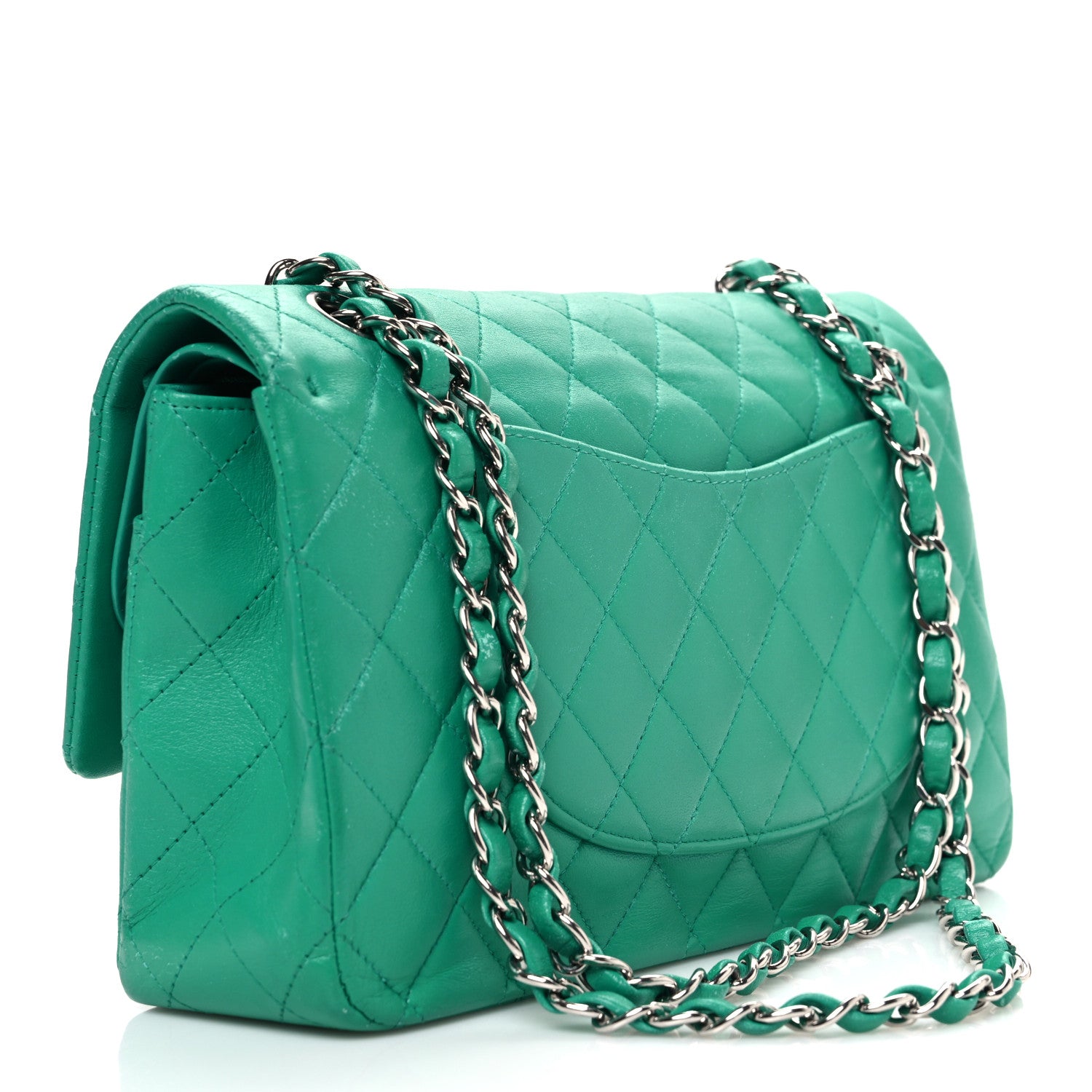 Chanel Lambskin Quilted Medium Double Flap Green 2 of 13