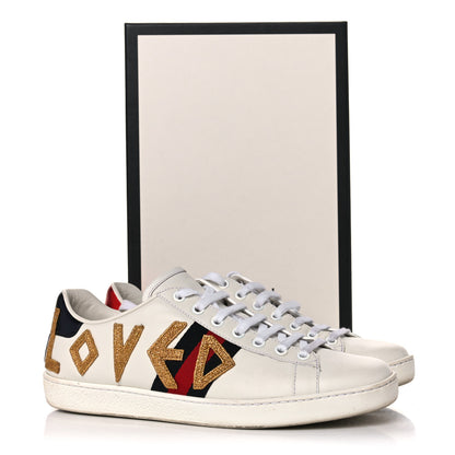 Gucci Calfskin Nappa Web LOVED Embroidered Womens Ace Sneakers 39 White Red Flame Notte 17 of 17