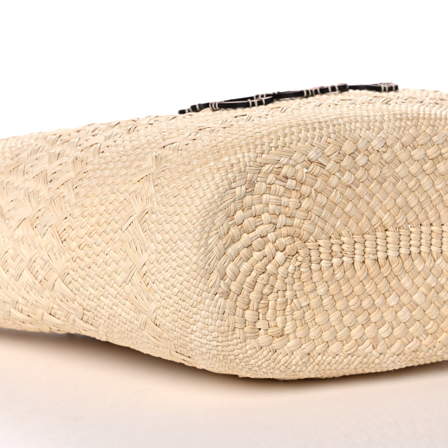 Iraca Palm Calfskin Anagram Basket Bag Natural Tan