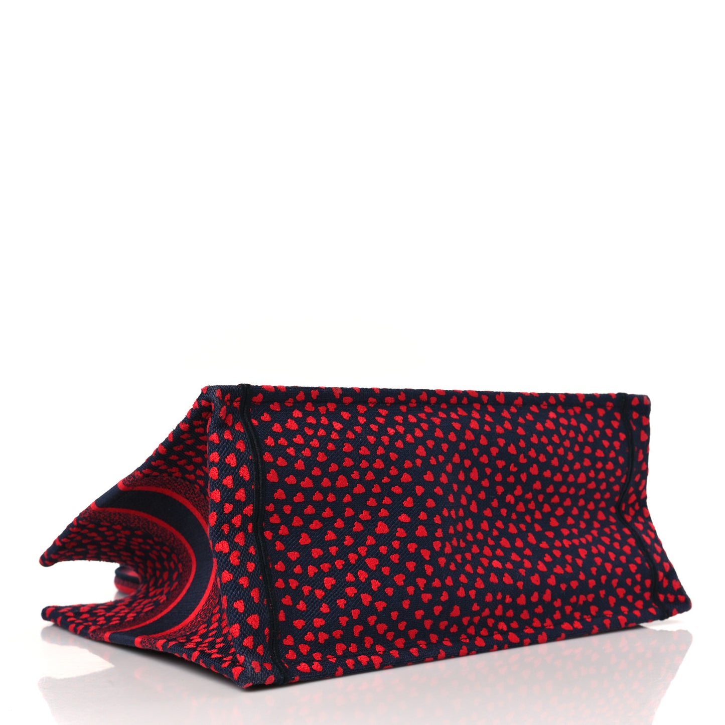 Canvas Embroidered Pop Heart I Love Paris Medium Book Tote Red Multicolor
