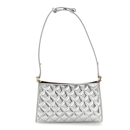 Chanel Metallic Crackled Calfskin Quilted Hobo Silver 1 of 10