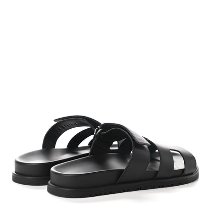 Hermes Calfskin Womens Chypre Sandals 37.5 Black 4 of 9