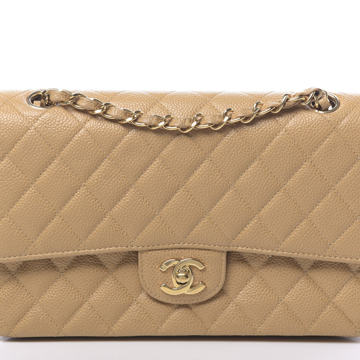 Chanel Caviar Quilted Medium Double Flap Beige 12 of 13