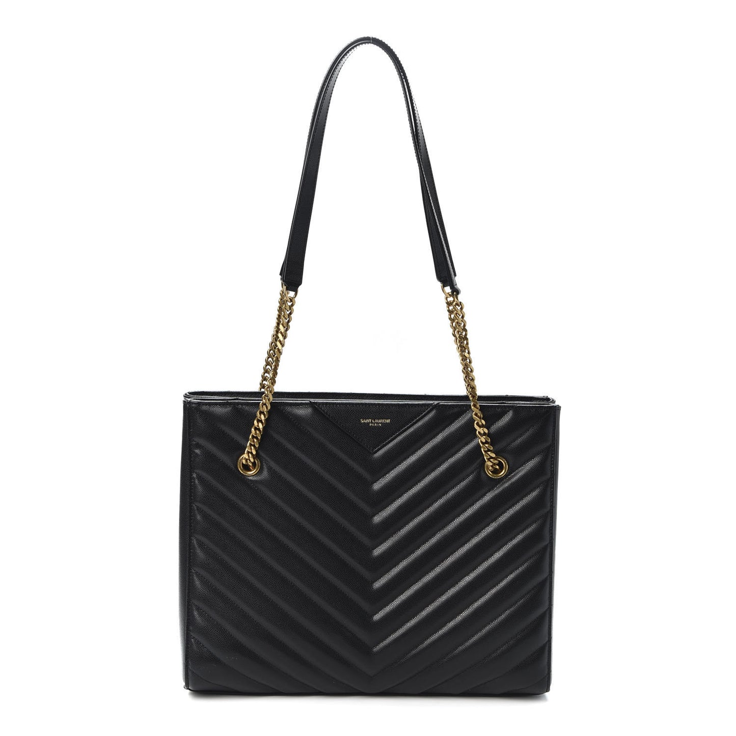Grain De Poudre Matelasse Chevron Medium Tribeca Shopping Bag Black