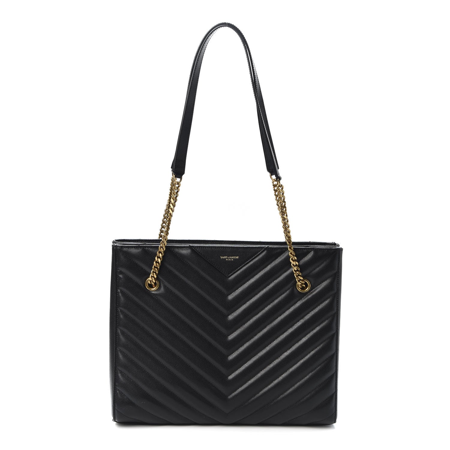 Saint Laurent Grain De Poudre Matelasse Chevron Medium Tribeca Shopping Bag Black 1 of 9