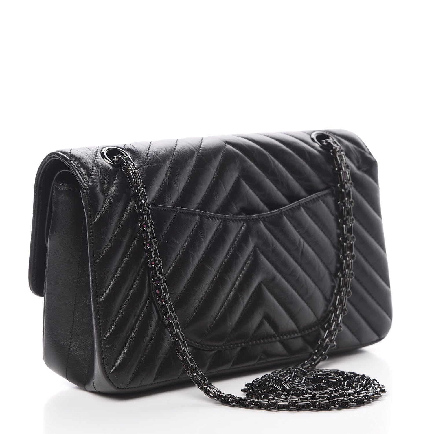 Chanel Aged Calfskin Chevron Quilted 2.55 Reissue 225 Flap So Black 3 of 12
