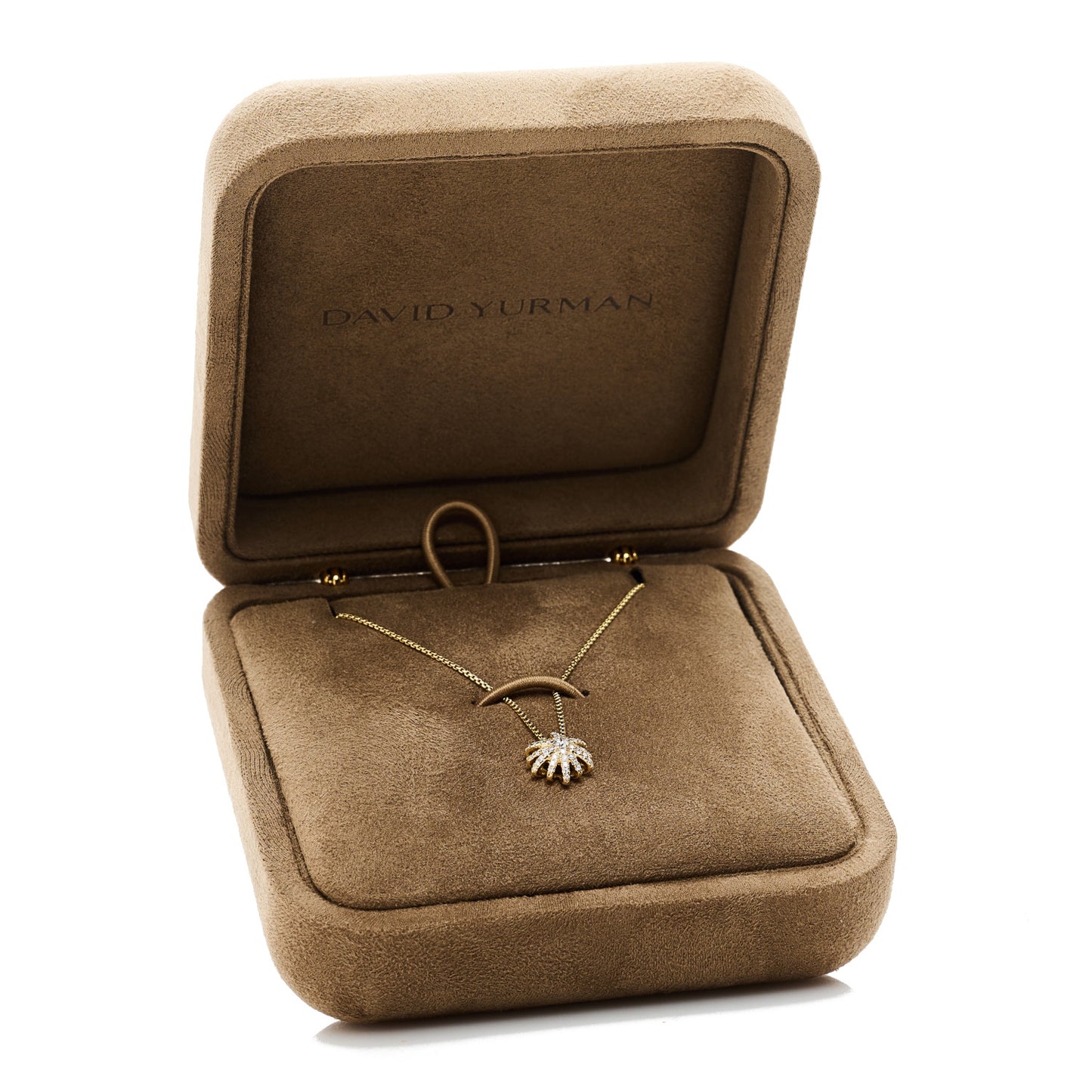 18K Yellow Gold Diamond Starburst Pave Pendant Necklace