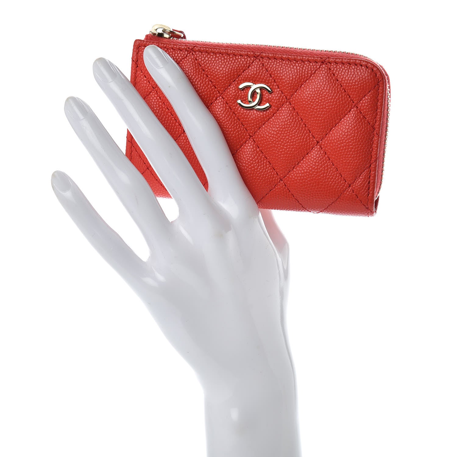 Chanel Caviar Quilted Key Holder Case Red 2 of 7