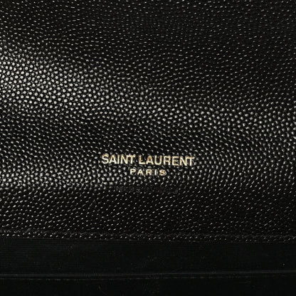Saint Laurent Grain De Poudre Matelasse Chevron Monogram Envelope Clutch Black 6 of 8
