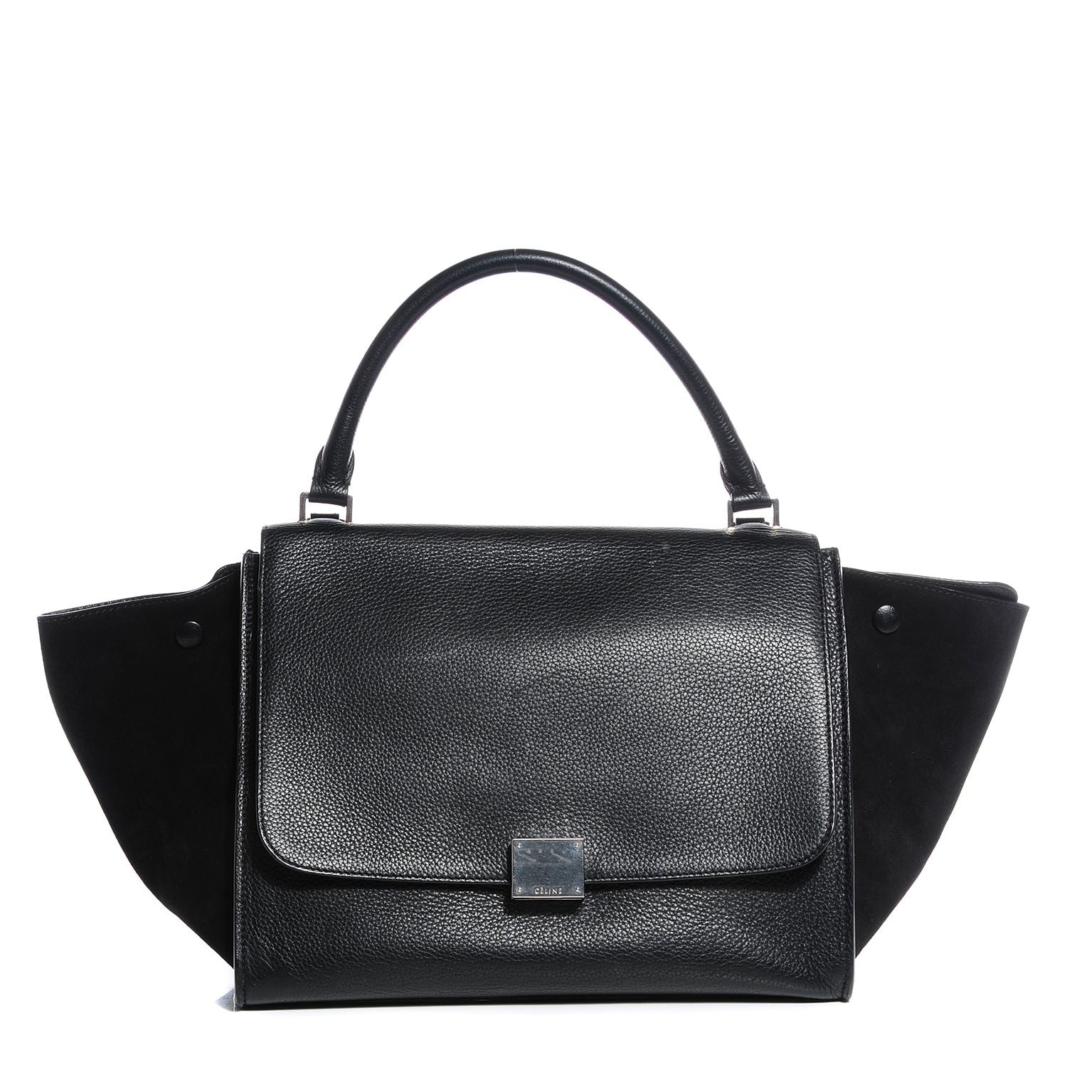 Celine Drummed Calfskin Suede Medium Trapeze Black 1 of 8