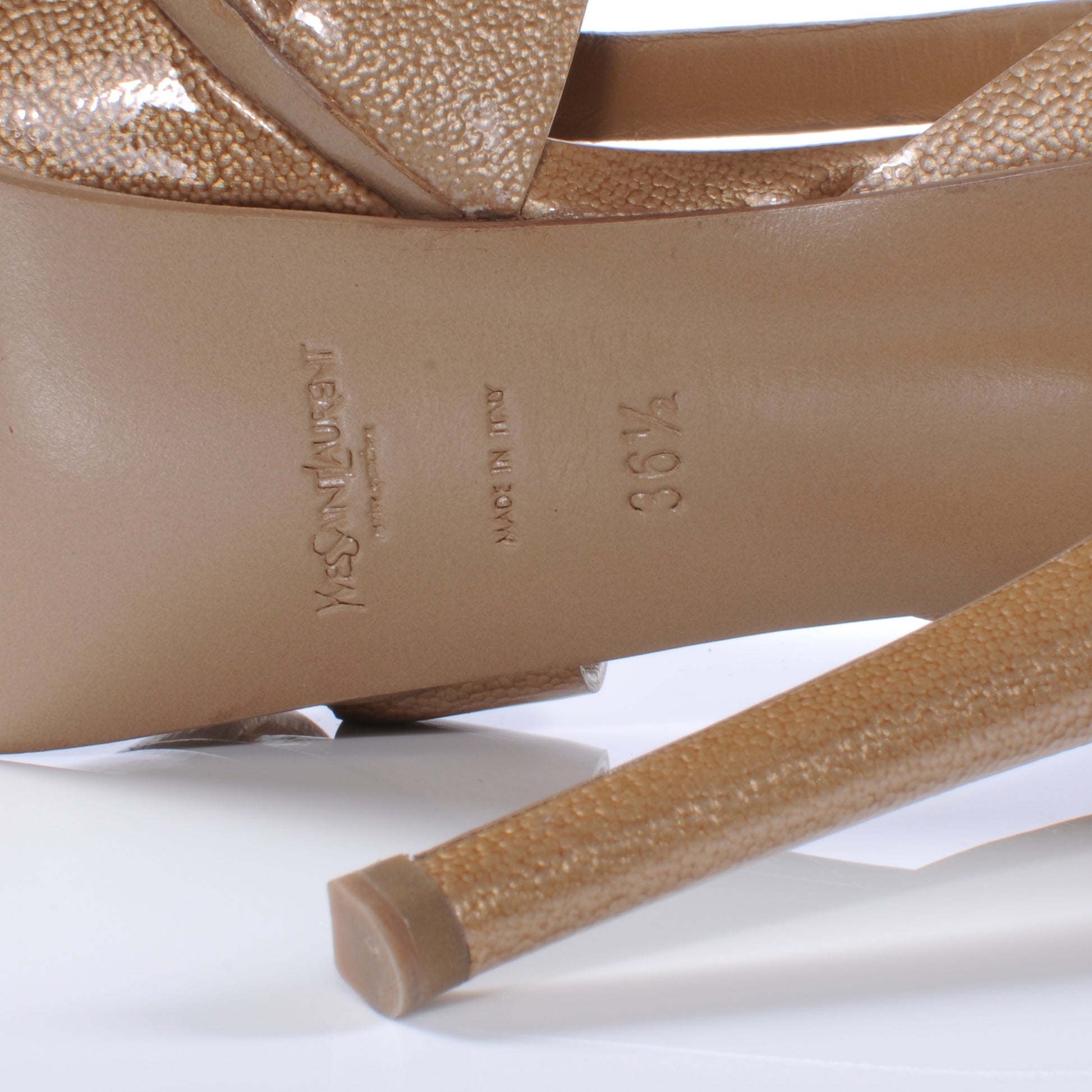Saint Laurent Patent Pebbled Tribute Platform Sandals 36.5 9 of 17