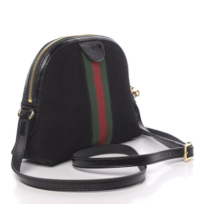 Gucci Suede Patent Web GG Small Ophidia Dome Shoulder Bag Black 2 of 9