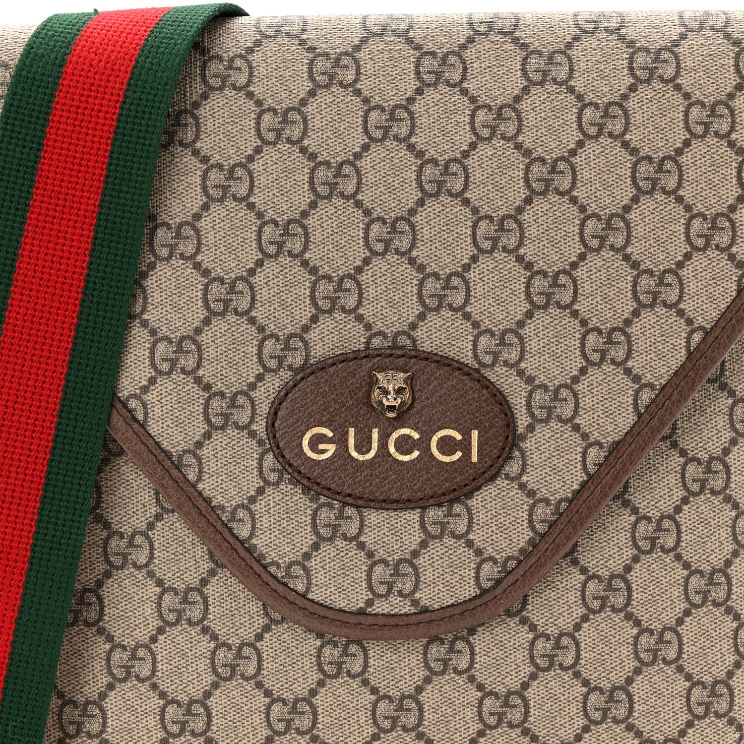 Gucci GG Supreme Monogram Web Medium Neo Vintage Flap Messenger Bag Beige New Acero 8 of 11