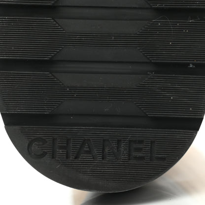 Chanel Lambskin Calfskin Quilted Lace Up Combat Boots 39 Beige Black 6 of 10
