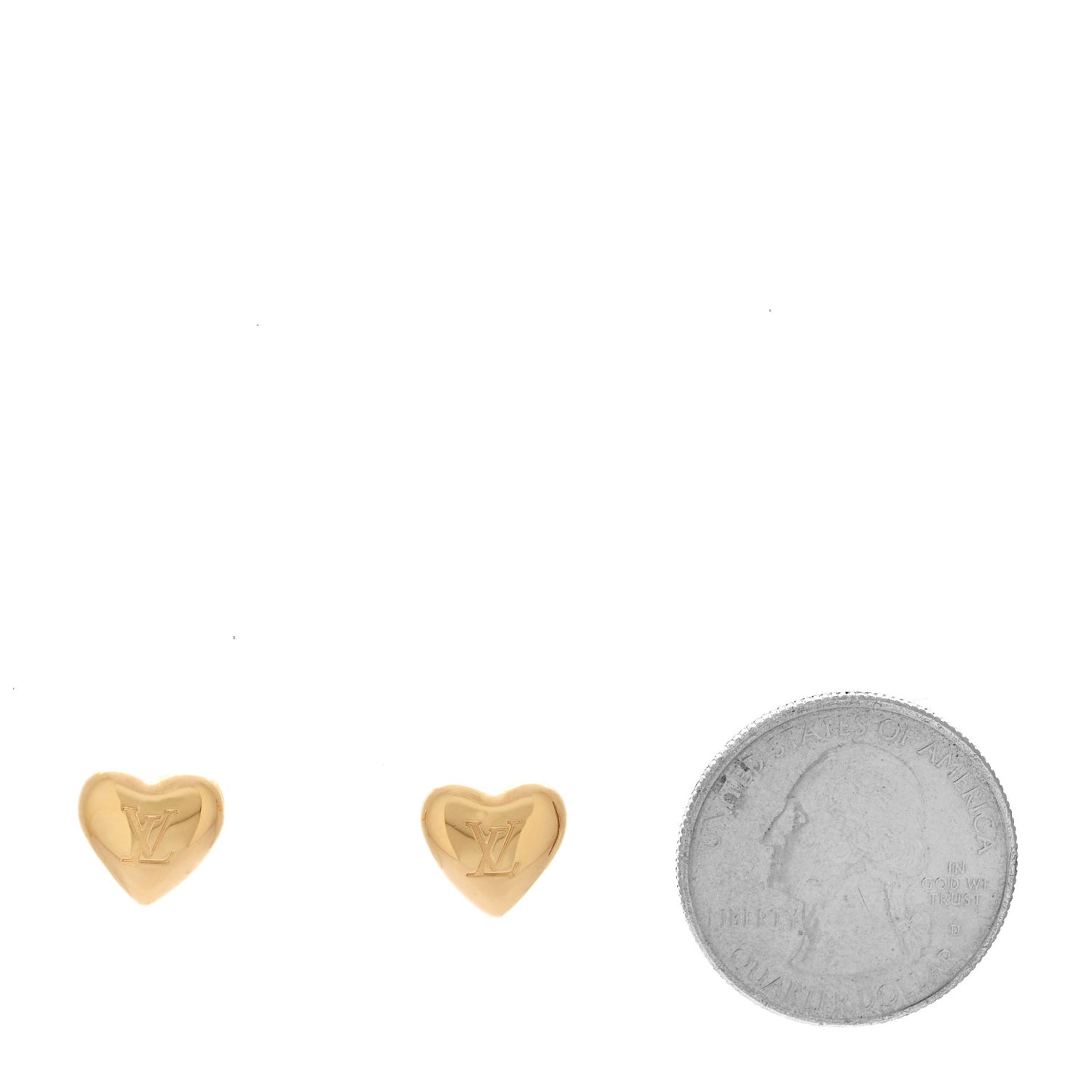 Metal LV Heart Earrings Gold