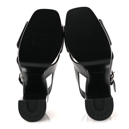 Hermes Calfskin Eris 90 Sandals 37 Black 7 of 12