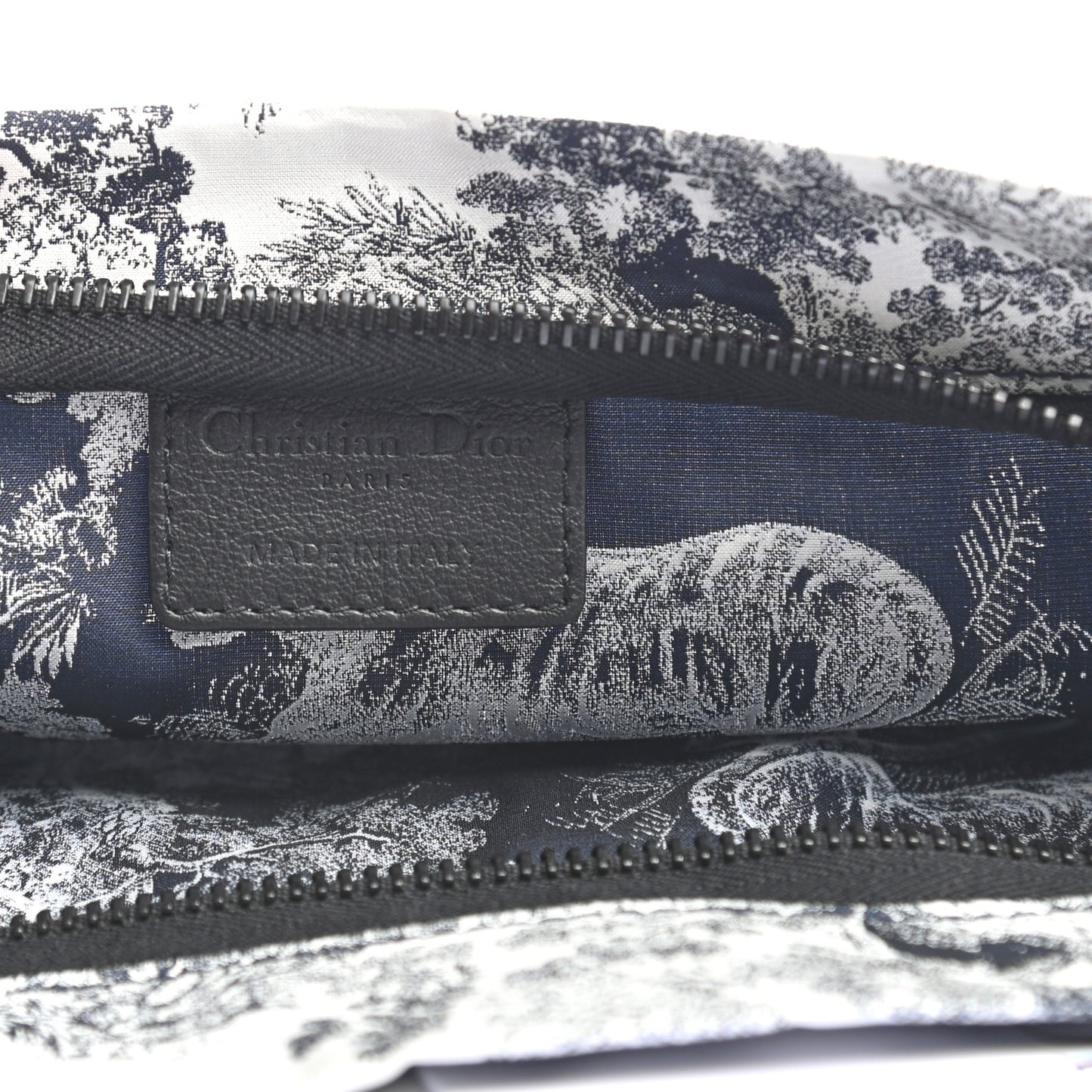 Embroidered Toile De Jouy Diortravel Zipped Pouch Blue