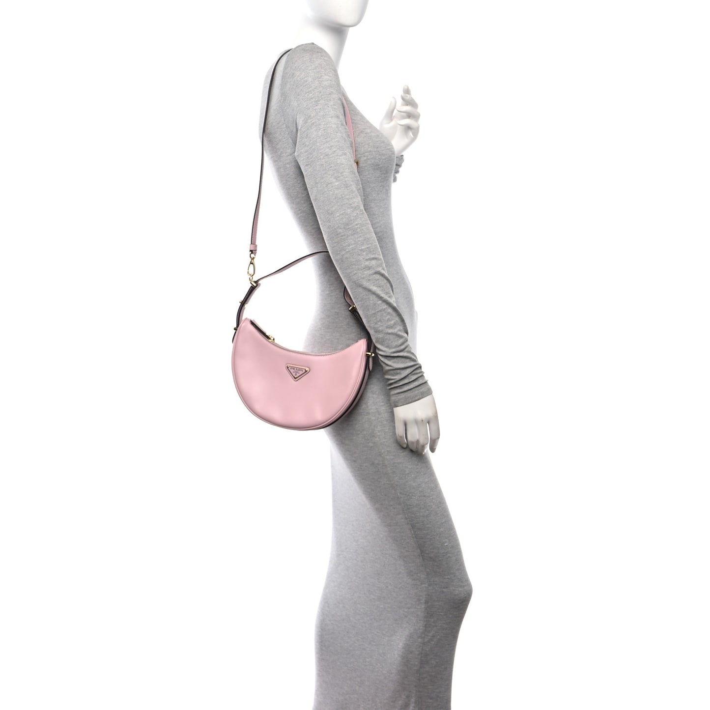 Soft Calfskin Arque Shoulder Bag Alabastro