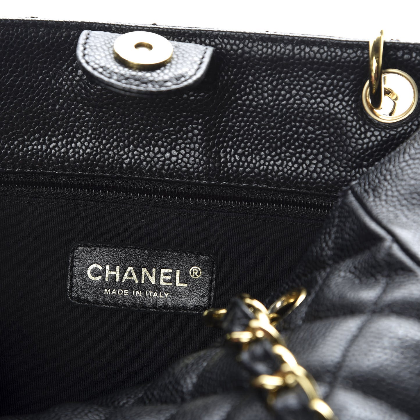 Caviar Quilted Petit Shopping Tote PST Black