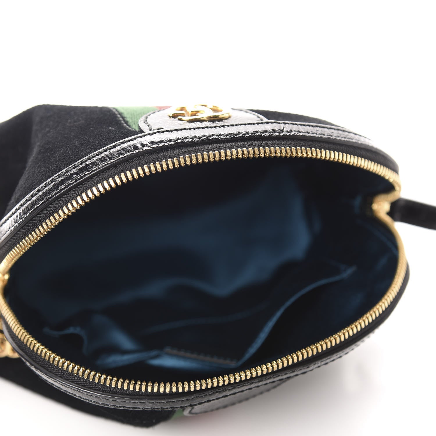 Gucci Suede Patent Web GG Small Ophidia Dome Shoulder Bag Black 5 of 10