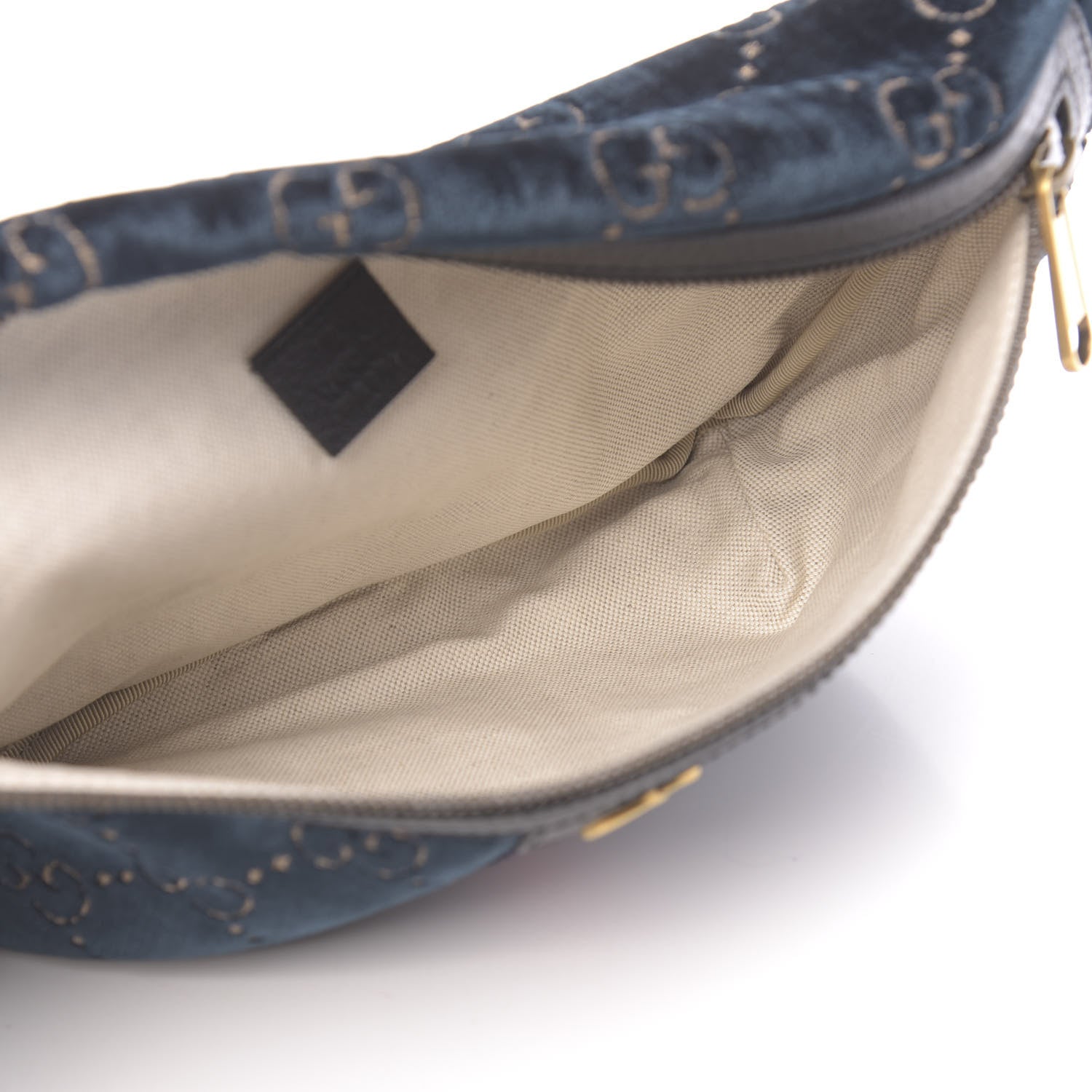 Gucci Velvet GG Monogram Web Belt Bag Blue Beige 5 of 10