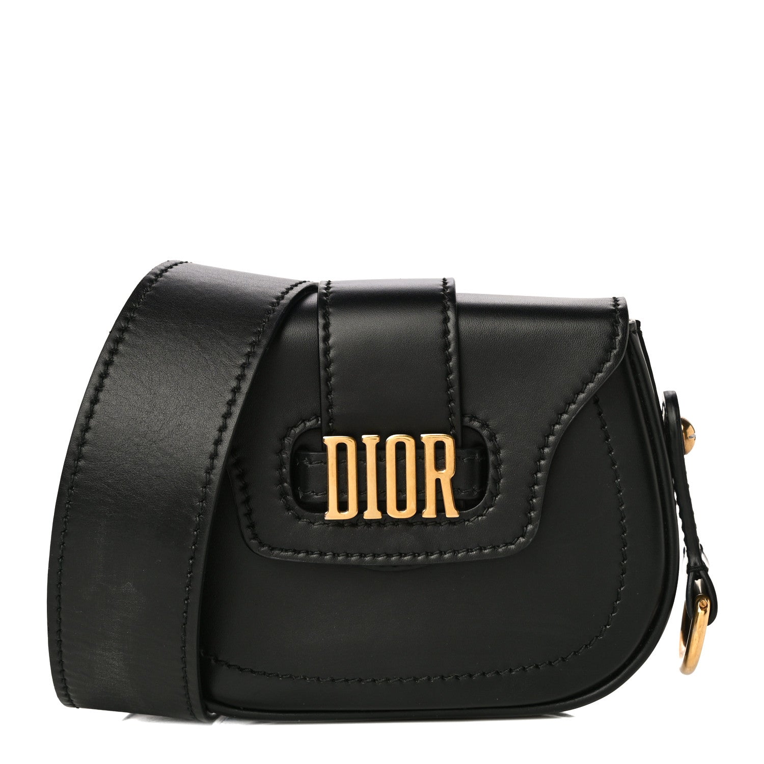 Christian Dior Calfskin Mini D Fence Saddle Bag Black 1 of 16