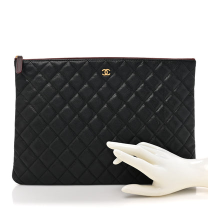 Chanel Caviar Quilted Large Cosmetic Case Black 2 of 9
