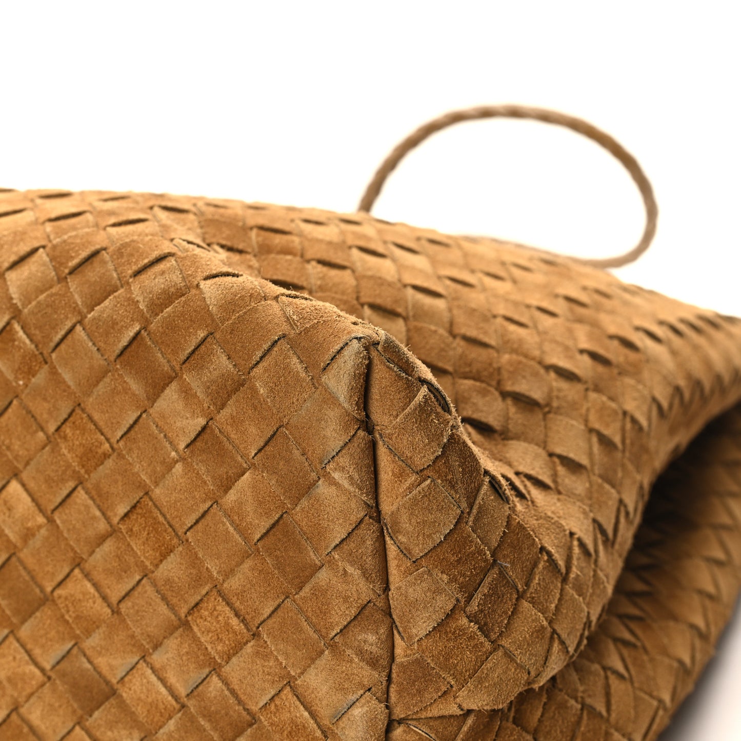 Suede Intrecciato Large Andiamo Shoulder Bag Acorn