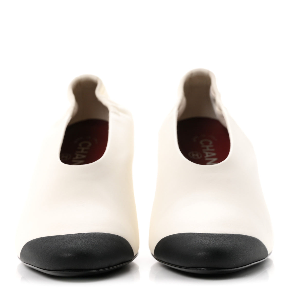 Chanel Lambskin Pumps 37 Ivory Black 3 of 10
