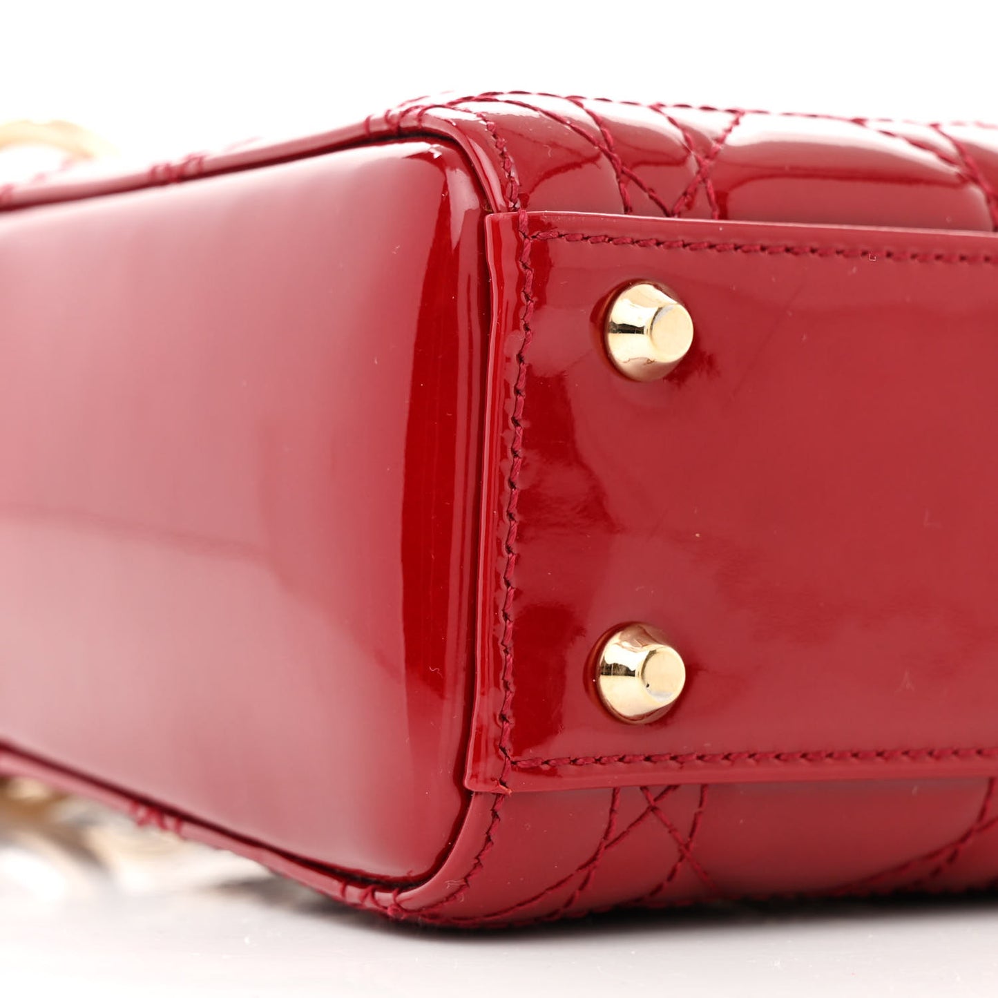 Patent Cannage Mini Lady Dior Red