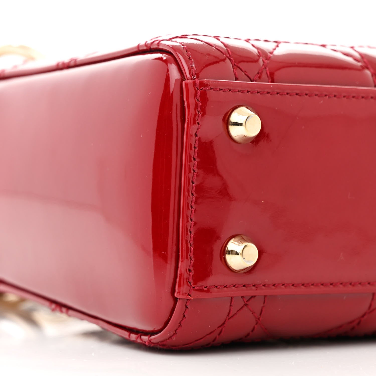 Christian Dior Patent Cannage Mini Lady Dior Red 9 of 14