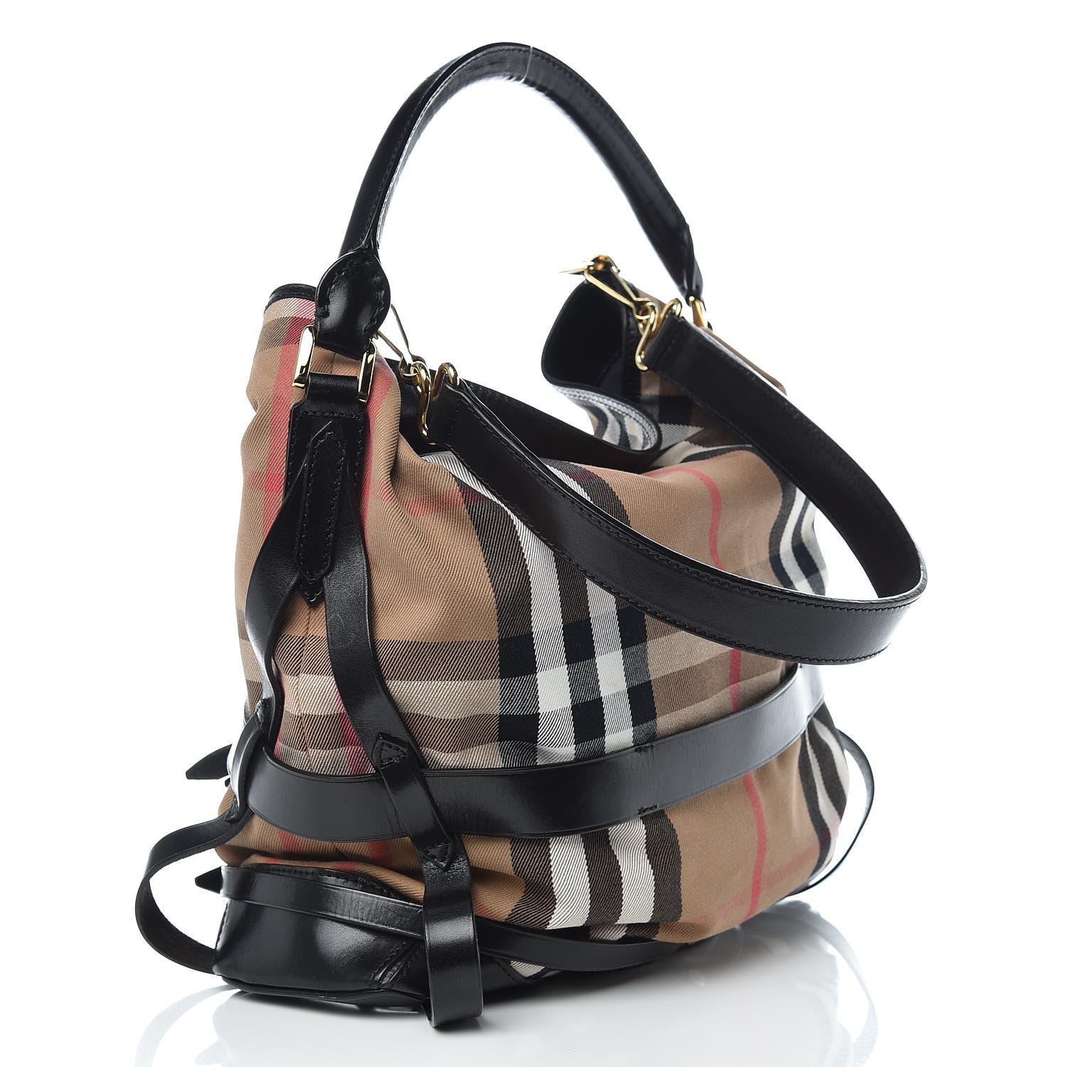 Burberry House Check Bridle Calfskin Medium Gosford Hobo Black 4 of 13
