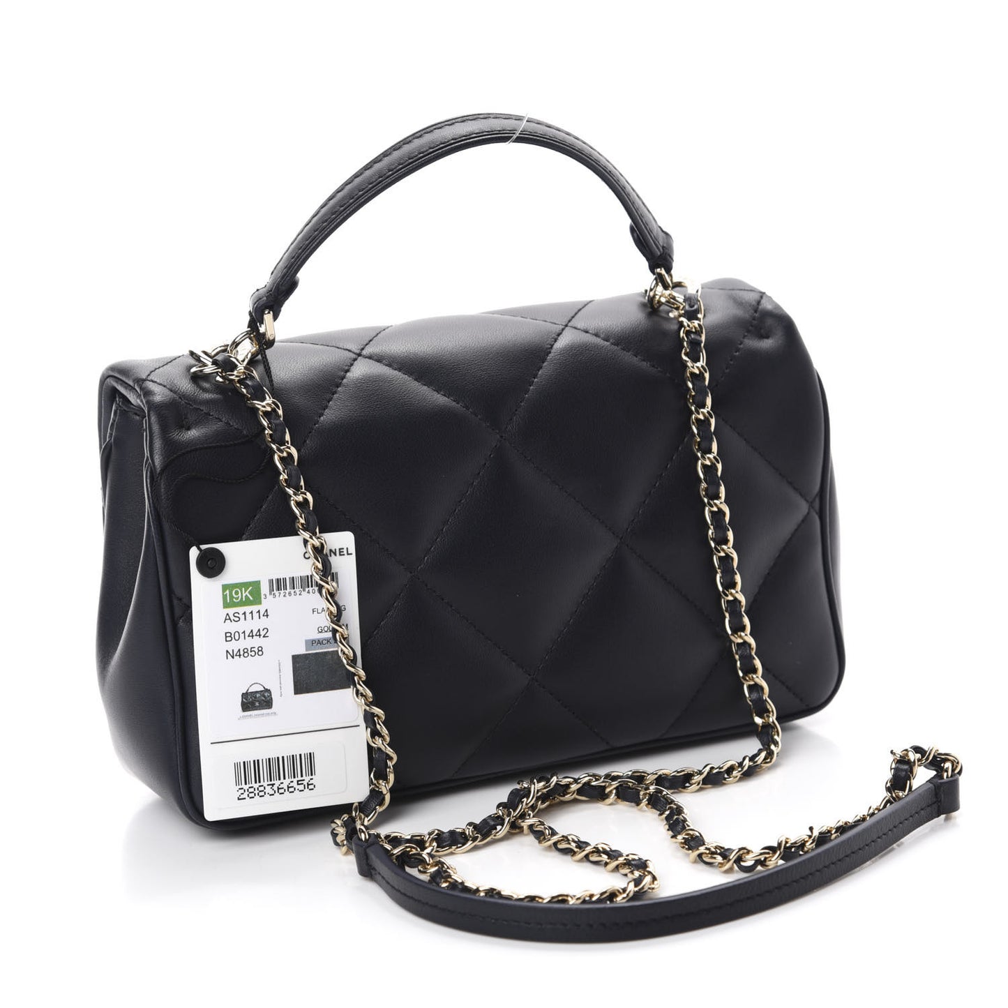 Lambskin Quilted Small Easy Carry Flap Navy