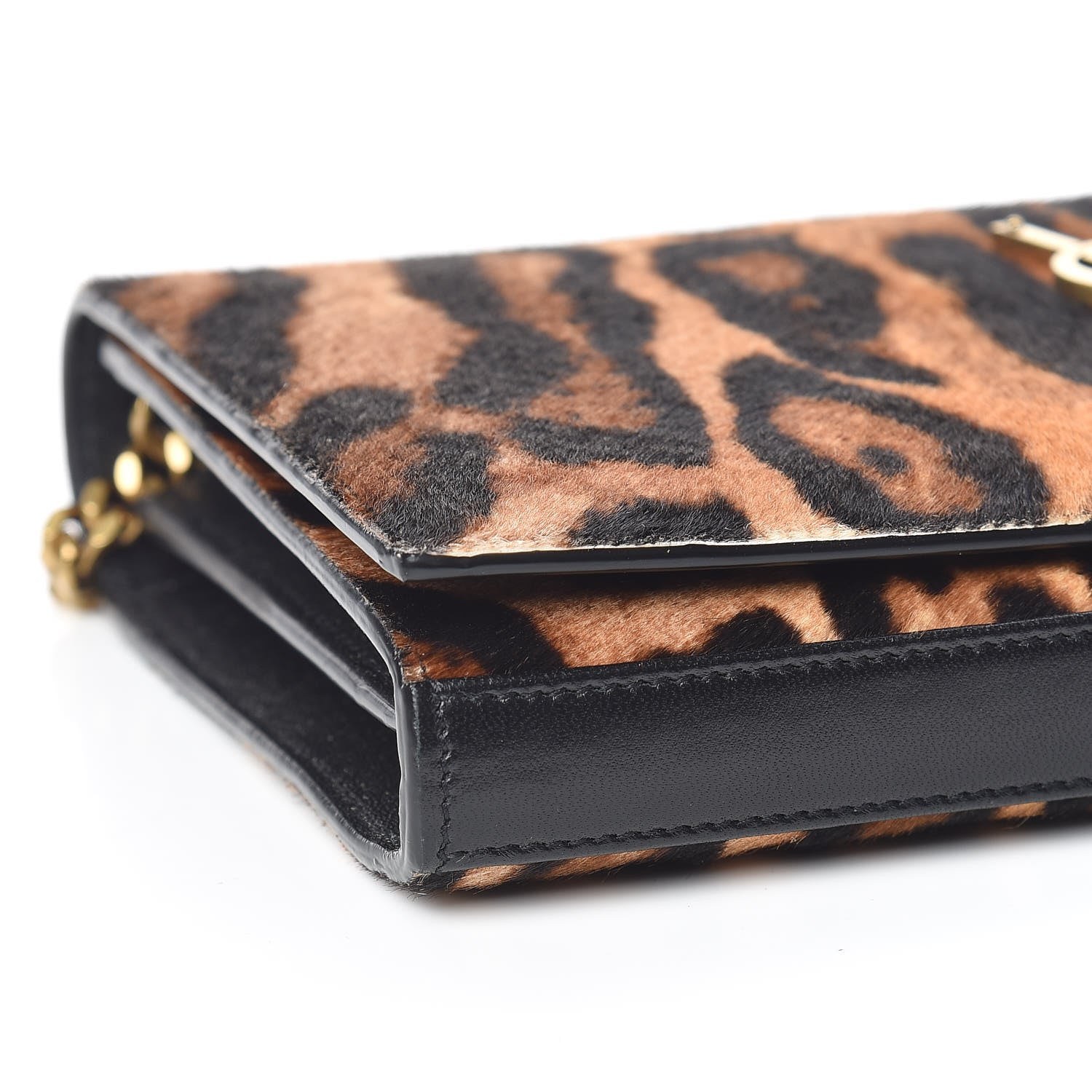 Saint Laurent Calf Hair Monogram Chain Wallet Leopard 7 of 11