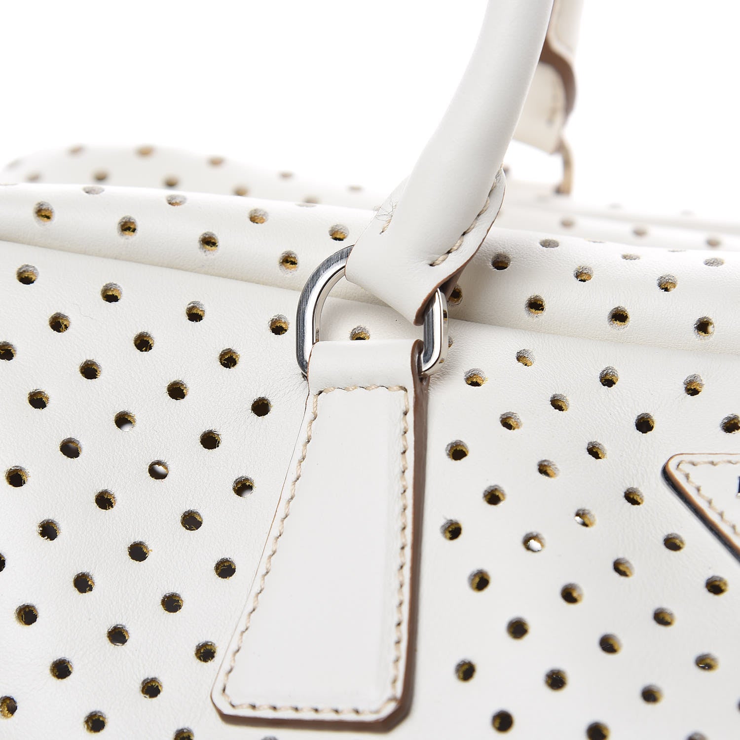 Prada City Calfskin Perforated Zip Around Tote Talco Mimosa 11 of 13