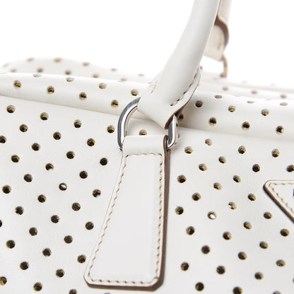 Prada City Calfskin Perforated Zip Around Tote Talco Mimosa 11 of 13