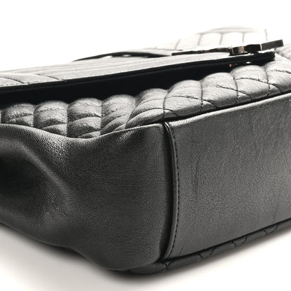 Saint Laurent Calfskin Mixed Matelasse Triquilt Large Monogram Satchel Black 9 of 10