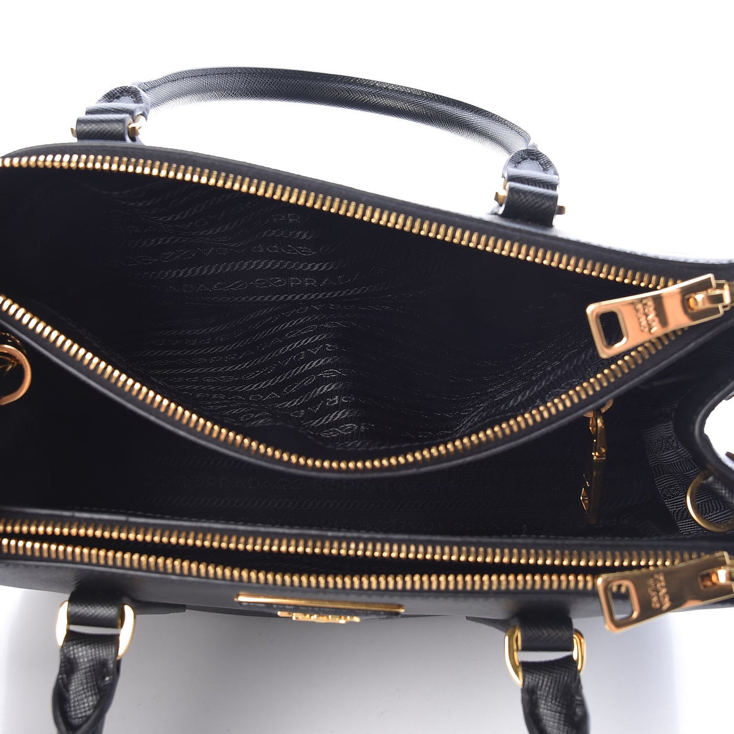 Saffiano Small Galleria Double Zip Tote Black