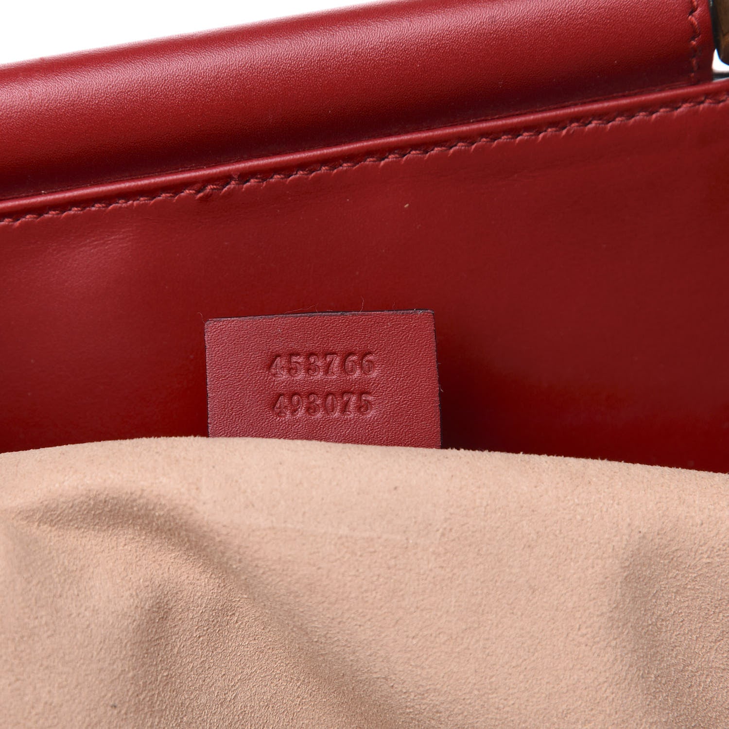 Gucci Nappa Bamboo Medium Nymphaea Top Handle Bag Hibiscus Red 7 of 10