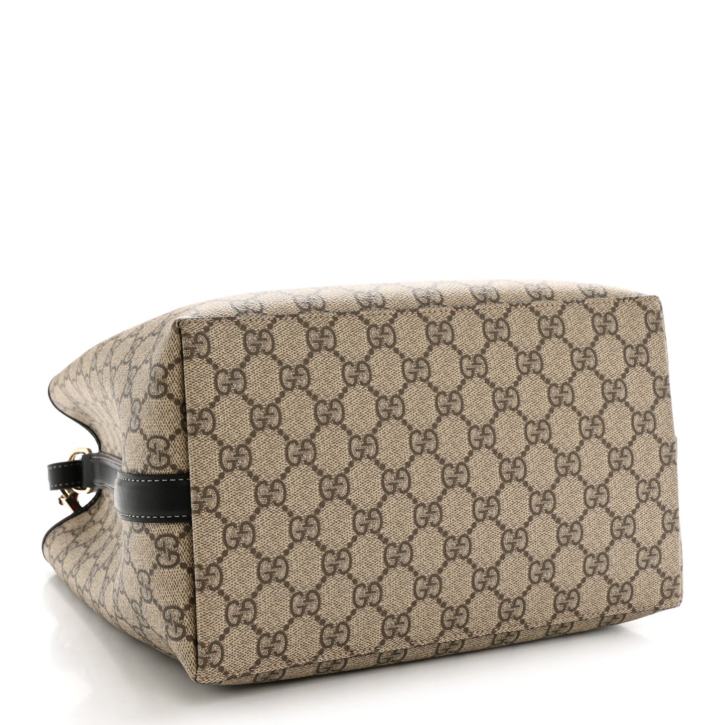 GG Supreme Monogram Medium Emblem Bucket Bag Beige Dark Brown Black
