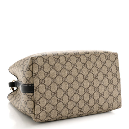 Gucci GG Supreme Monogram Medium Emblem Bucket Bag Beige Dark Brown Black 4 of 10