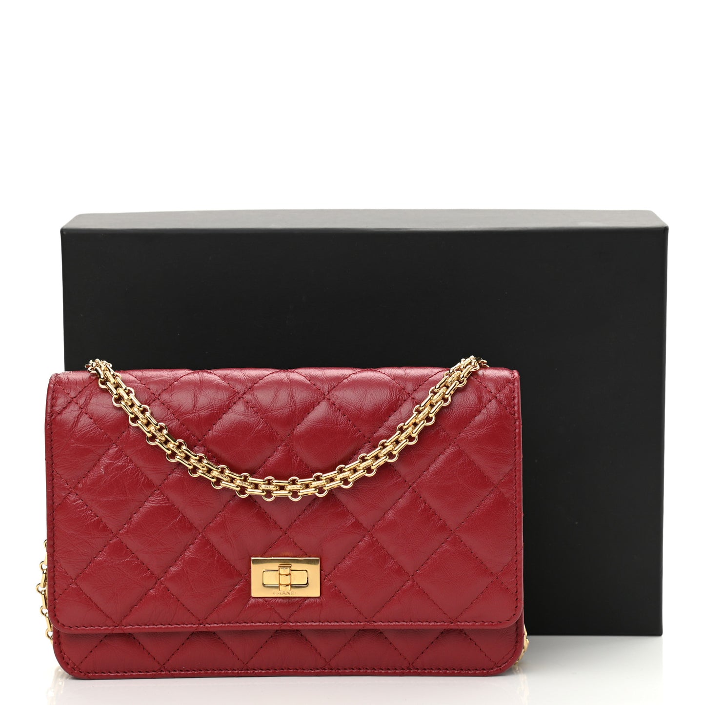 Aged Calfskin Quilted Reissue Wallet On Chain WOC Red