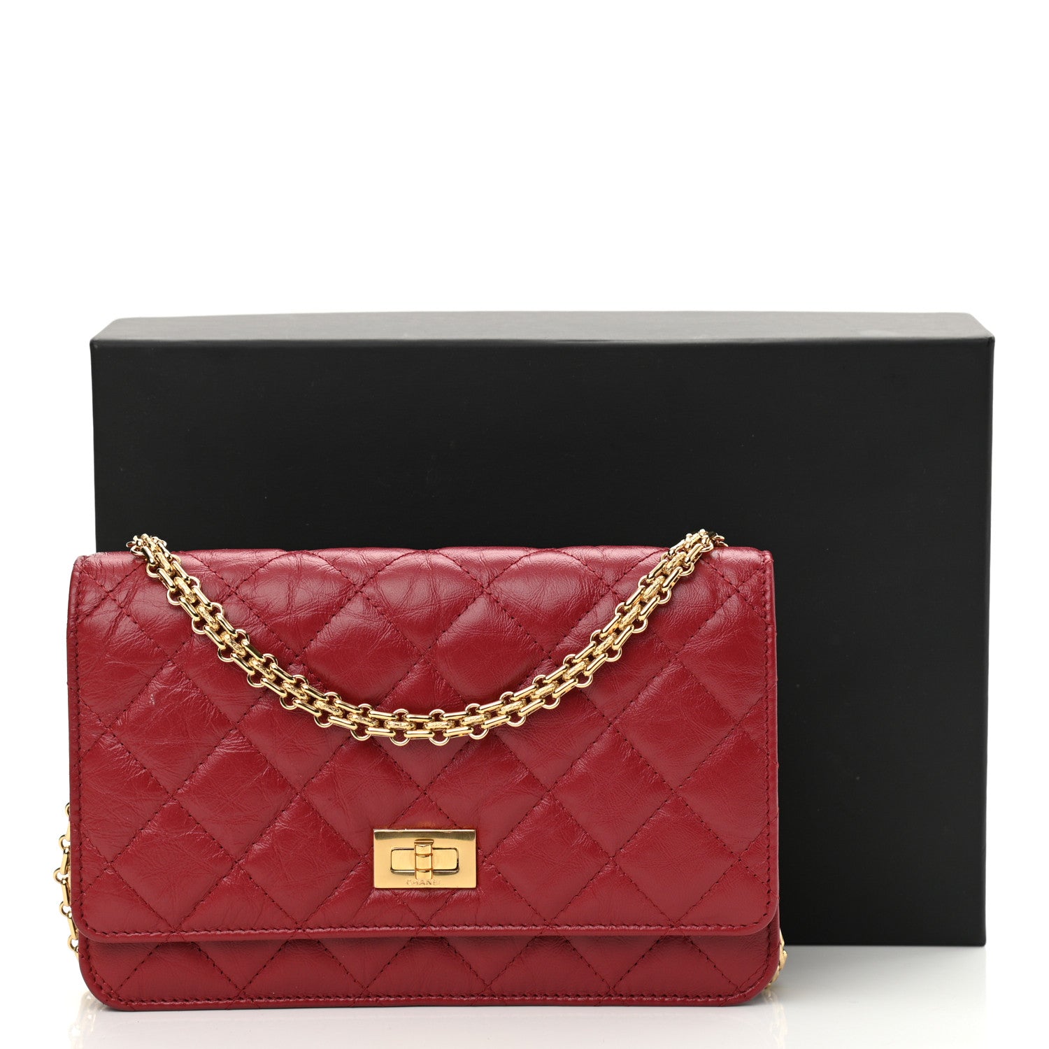 Chanel Aged Calfskin Quilted Reissue Wallet On Chain WOC Red 13 of 13
