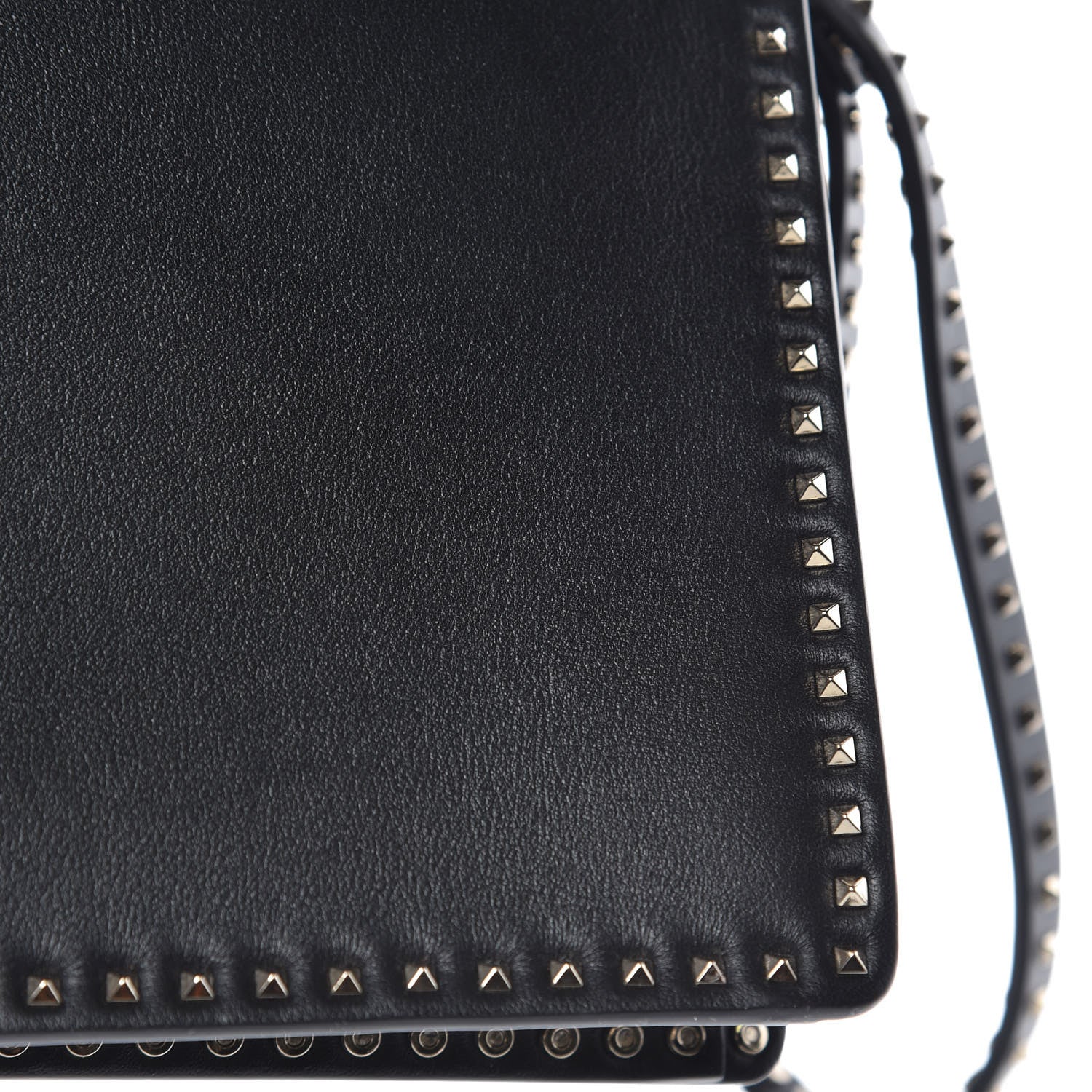 Valentino Garavani Calfskin Rockstud Turn Lock Flap Clutch Black 8 of 9