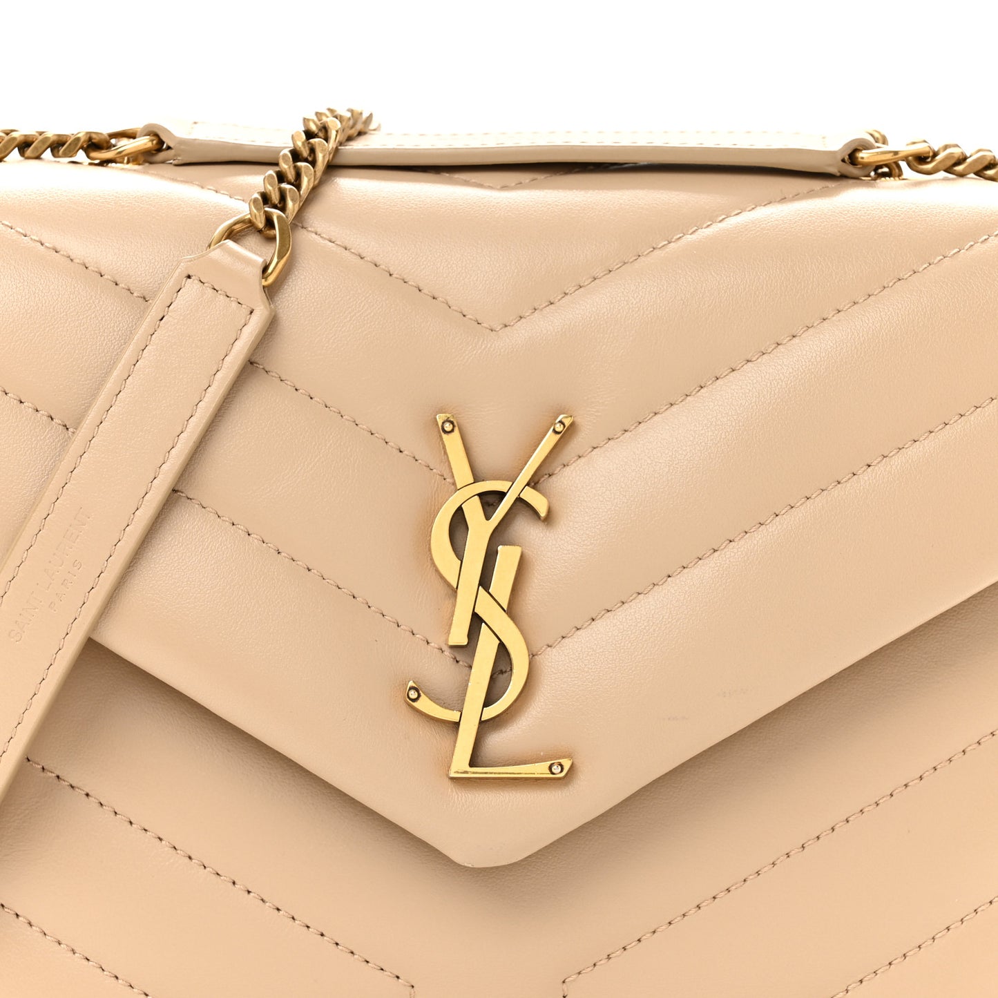 Calfskin Y Quilted Monogram Small Loulou Crossbody Bag Dark Beige