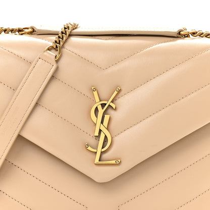 Saint Laurent Calfskin Y Quilted Monogram Small Loulou Crossbody Bag Dark Beige 8 of 14