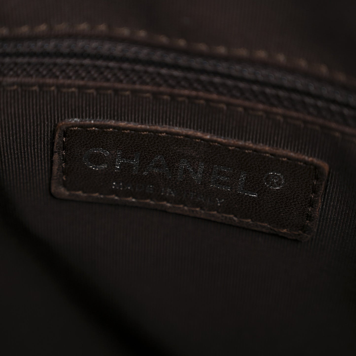 Calfskin Chevron CC All Day Long Boston Brown